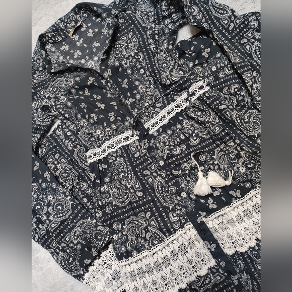 Italian Cotton Madame Urbana Bandana Print Maxi Dress Women's Medium Bohemian - Picture 11 of 12